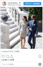 グレース・ケリー妃の孫娘、シャルロット・カシラギが結婚　※「Marie Claire Italia」インスタグラム