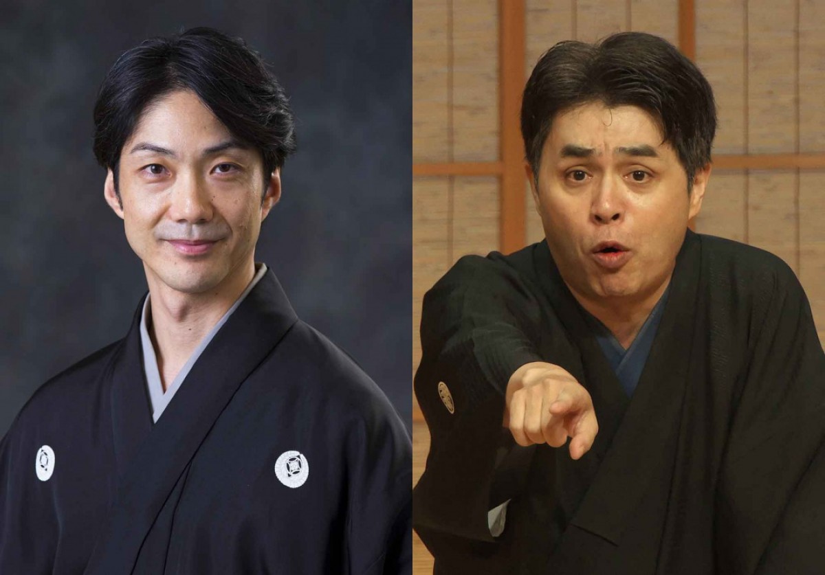 映画『引っ越し大名!』(左から)振付を担当する野村萬斎と本編ナレーション担当の立川志らく