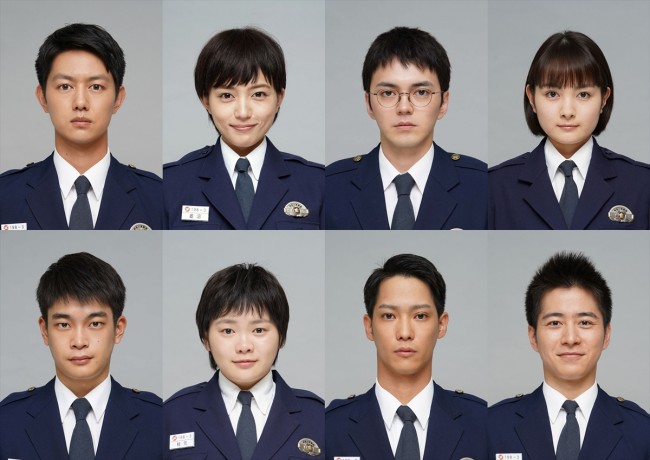 フジテレビ開局60周年特別企画『教場』に出演する(上段左より)工藤阿須加、川口春奈、林遣都、葵わかな、(下段左より)井之脇海、富田望生、味方良介、村井良大