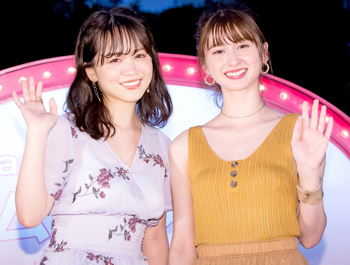 (左から)「CanCam×Tokyo Prince Hotel Night Pool」内覧会に登場したゆうこす、菜波