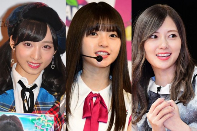 『THE MUSIC DAY 2019~時代~』AKB48×乃木坂46コラボ曲でセンターを担当した(左から)AKB48小栗有以、乃木坂46齋藤飛鳥、白石麻衣