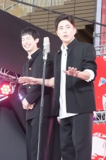 土曜ナイトドラマ『べしゃり暮らし』記者会見に登場した（左から）渡辺大知、間宮祥太朗