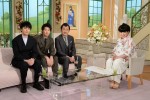 『徹子の部屋』にゲスト出演する『おっさんずラブ』の3人（左から）林遣都、田中圭、吉田鋼太郎と黒柳徹子