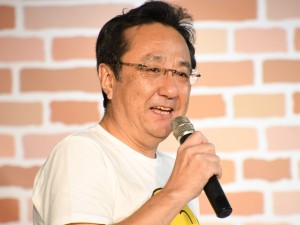 TVアニメ『ちびまる子ちゃん』イベント取材会に登場した三宅正治アナウンサー