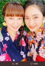 平愛梨＆祐奈トルコで浴衣姿　※「平愛梨」公式ツイッター