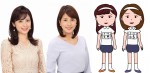 アニメ『ちびまる子ちゃん』10月13日放送回にゲスト出演する（左）久慈暁子と永島優美、（右）2人のキャラクタービジュアル