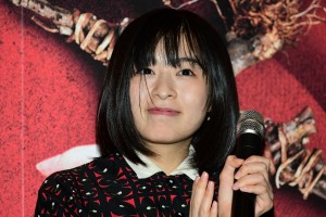 映画『地獄少女』完成披露試写会に登城した森七菜