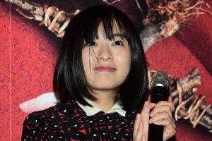 映画『地獄少女』完成披露試写会に登城した森七菜