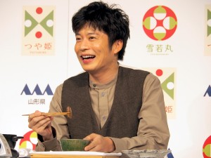 山形のお米『雪若丸』新CM発表会に登場した田中圭