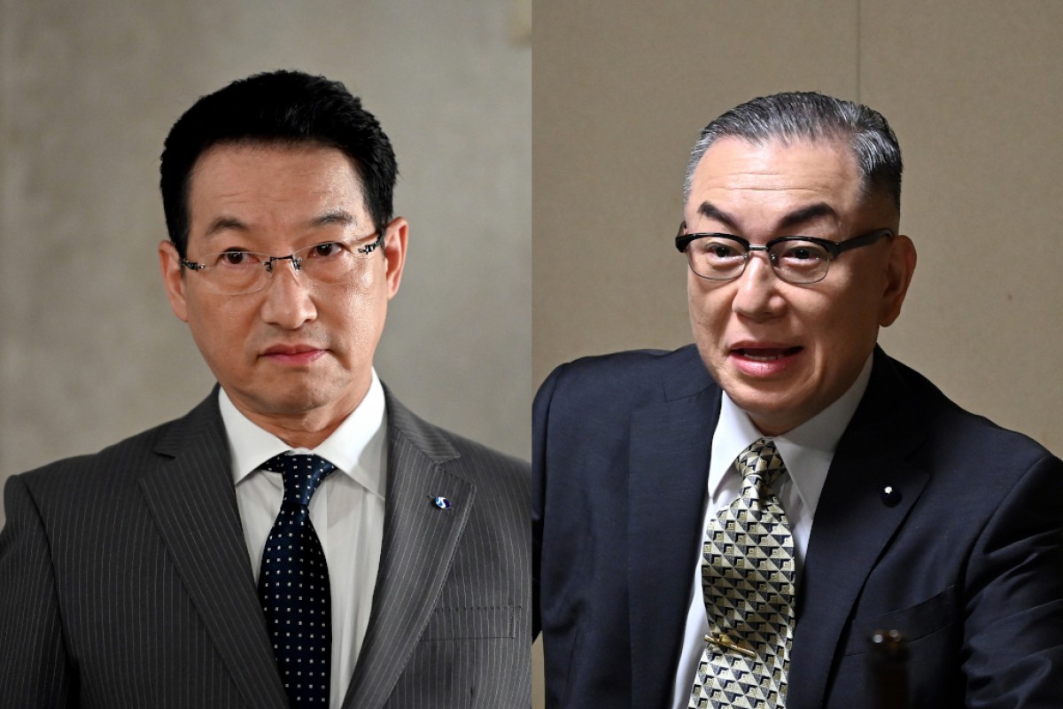 日曜劇場『グランメゾン東京』に出演する(左から)春風亭昇太、岩下尚史
