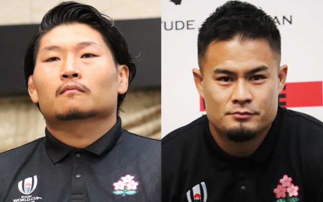 ラグビー日本代表（左から）稲垣啓太選手、田村優選手