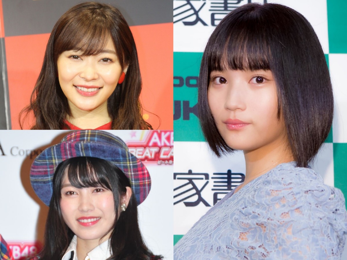 (左上から時計回りに)指原莉乃、矢作萌夏、横山由依