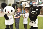 『世界野球　女子アナ12』で対決する新人アナの（左から）斎藤ちはる、若林有子