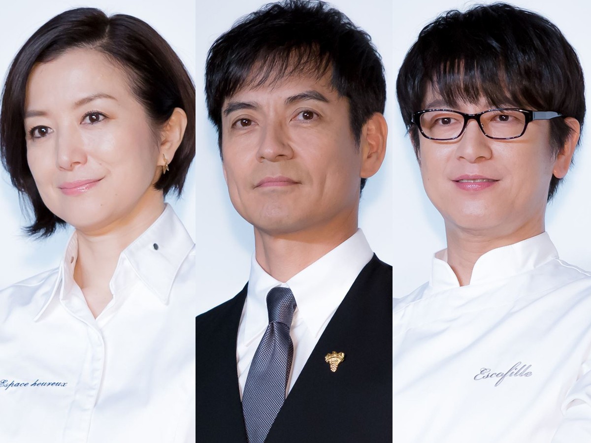 (左から)『グランメゾン東京』に出演する、鈴木京香、沢村一樹、及川光博