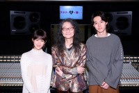 映画『ヲタクに恋は難しい』（左から）高畑充希、ミュージカル楽曲担当の鷺巣詩郎、山崎賢人