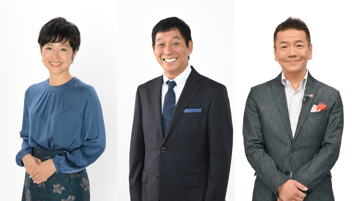『日テレ系東京オリンピック中継』(左から)スペシャルキャスターの有働由美子、キャプテンの明石家さんま、スペシャルサポーターの上田晋也