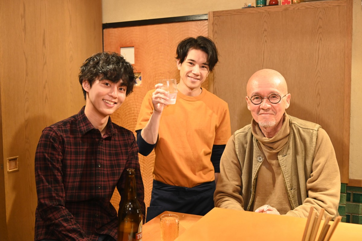 『やめるときも、すこやかなるときも』(左から)藤ヶ⾕太輔、五関晃一、火野正平