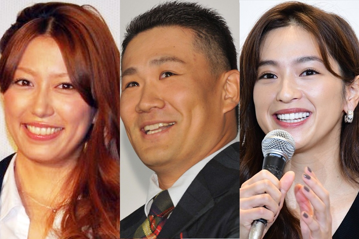 (左から)里田まい、田中将大、中村アン