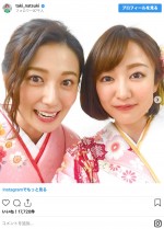 日本テレビ美人アナウンサーの晴れ着姿 ※「滝菜月」インスタグラム