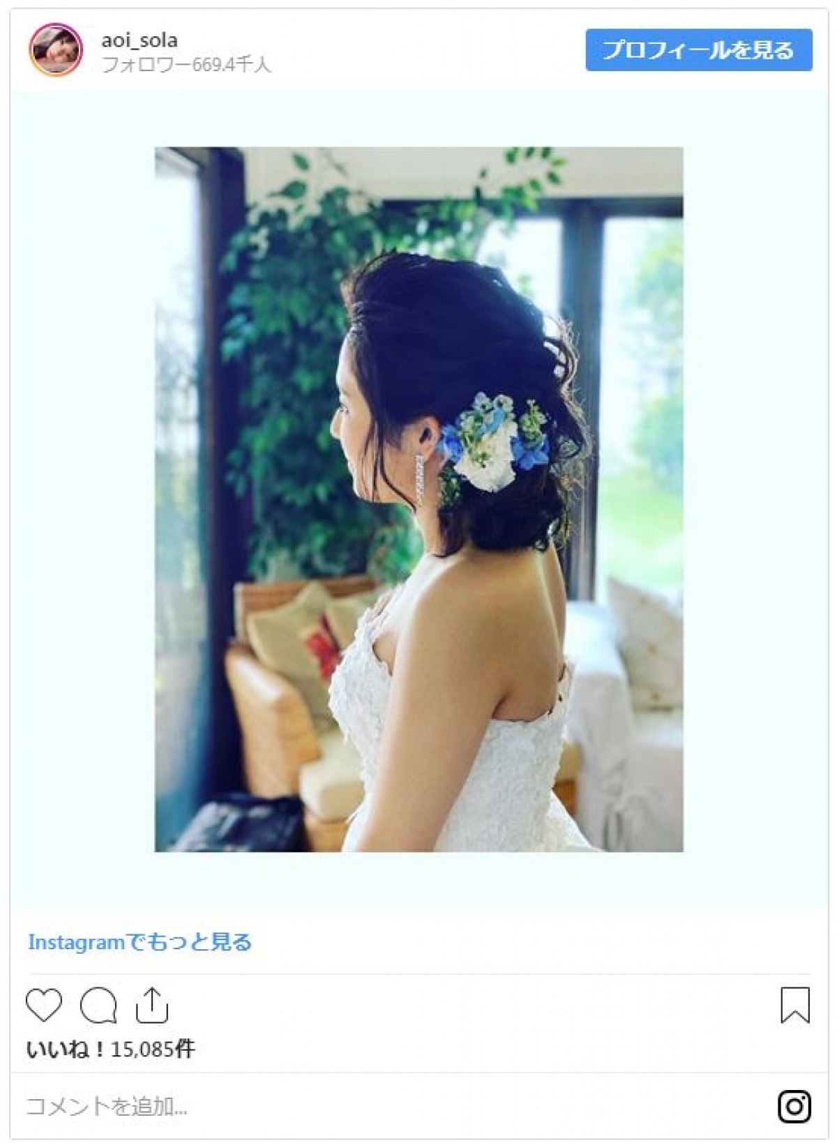 蒼井そら、ハワイでの純白ウエディングショット公開 「めちゃくちゃキレイ」と話題