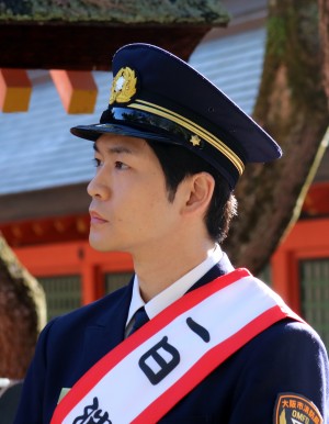 文化財防火デーに伴う消防総合訓練オープニングイベントに登場した松下洸平