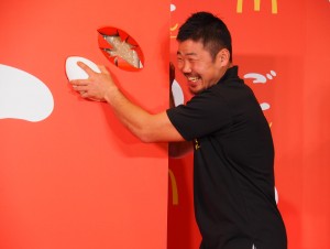 「夜マック」新メニュー PR発表会に出席した田中史朗選手（ラグビー選手）