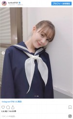 セーラー服姿のトリンドル玲奈　※「トリンドル玲奈」インスタグラム