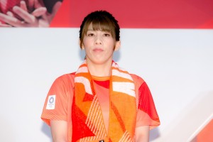 日本代表選手団オフィシャルスポーツウェアPRイベントに登場した吉田沙保里