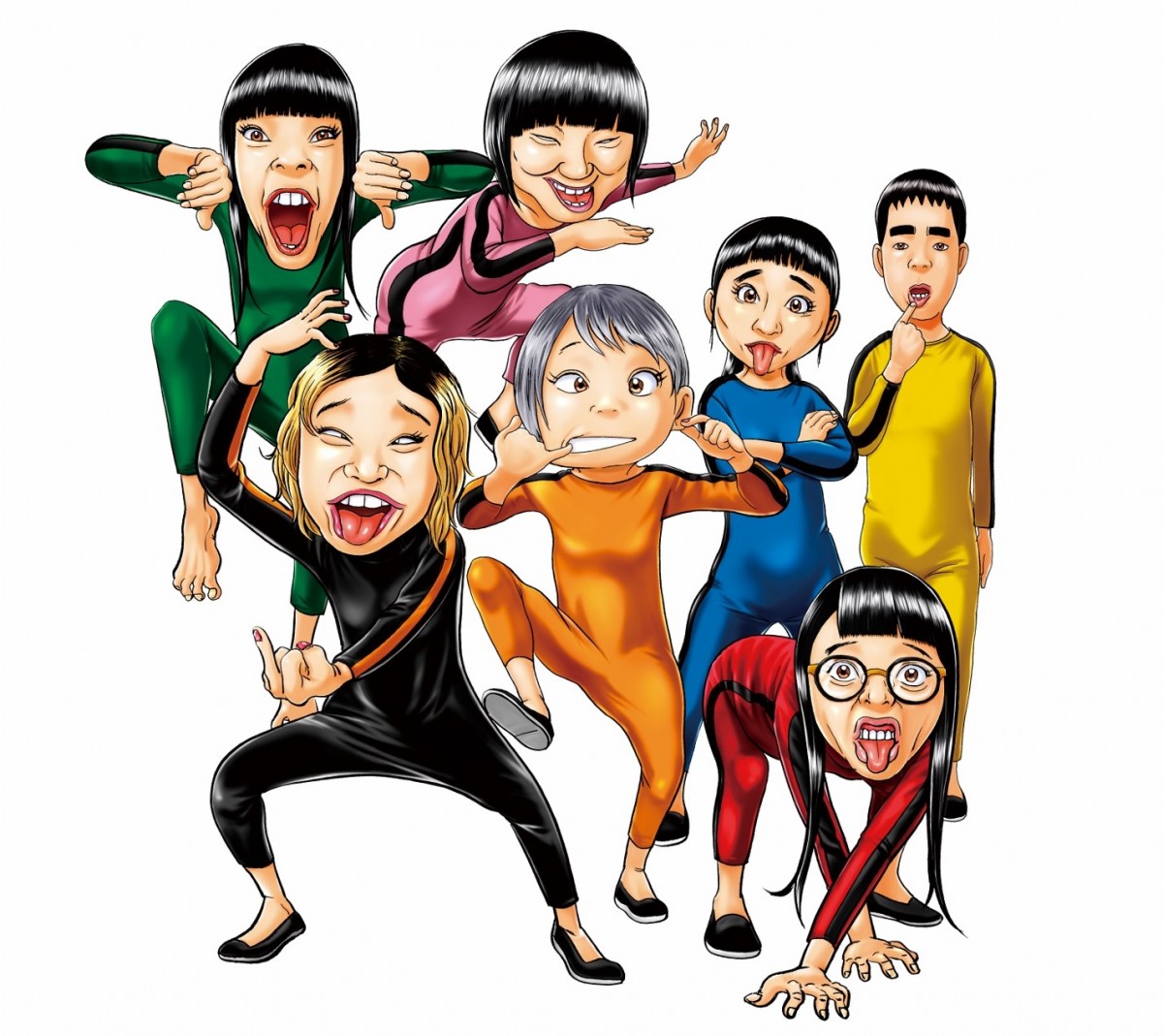 ドラマ24『浦安鉄筋家族』原作者・浜岡賢次描き下ろしの、エンディング曲を担当するBiSHコラボイラスト