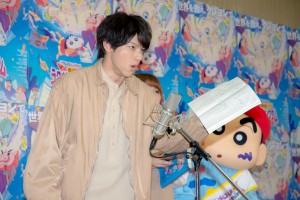 『映画クレヨンしんちゃん 激突！ラクガキングダムとほぼ四人の勇者』公開アフレコイベントに登場した山田裕貴