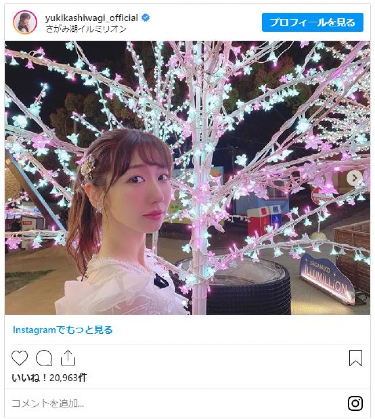 柏木由紀、夜桜と幻想的コラボ　ファンほれぼれ「きれい」「かわいい」