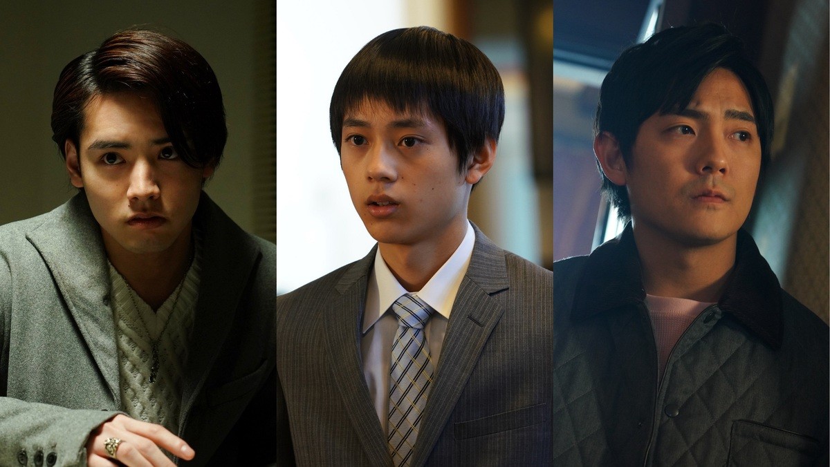 新火9ドラマ『探偵・由利麟太郎』追加キャスト陣場面写真（左から）赤楚衛二、水沢林太郎、長田成哉