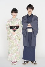 水曜ドラマ『私たちはどうかしている』ダブル主演2人の和装ビジュアル（左から）浜辺美波、横浜流星