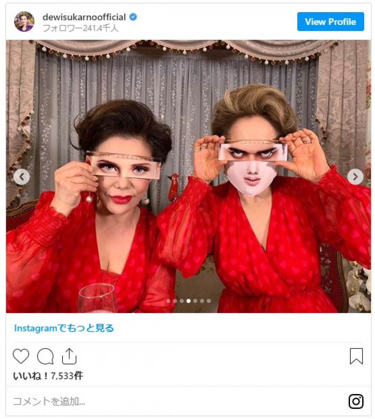 デヴィ夫人、お気に入りの“変顔”を連続披露！ 「お茶目で可愛い」「最高」と反響