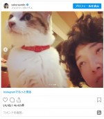 安藤サクラ、愛猫とたわむれる　※「安藤サクラ」インスタグラム