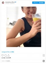 息子撮影　里田まいのナチュラルな笑顔　※「里田まい」インスタグラム