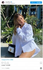 ローラ、お気に入りのコットンシャツで日向ぼっこ中　※「ローラ」インスタグラム