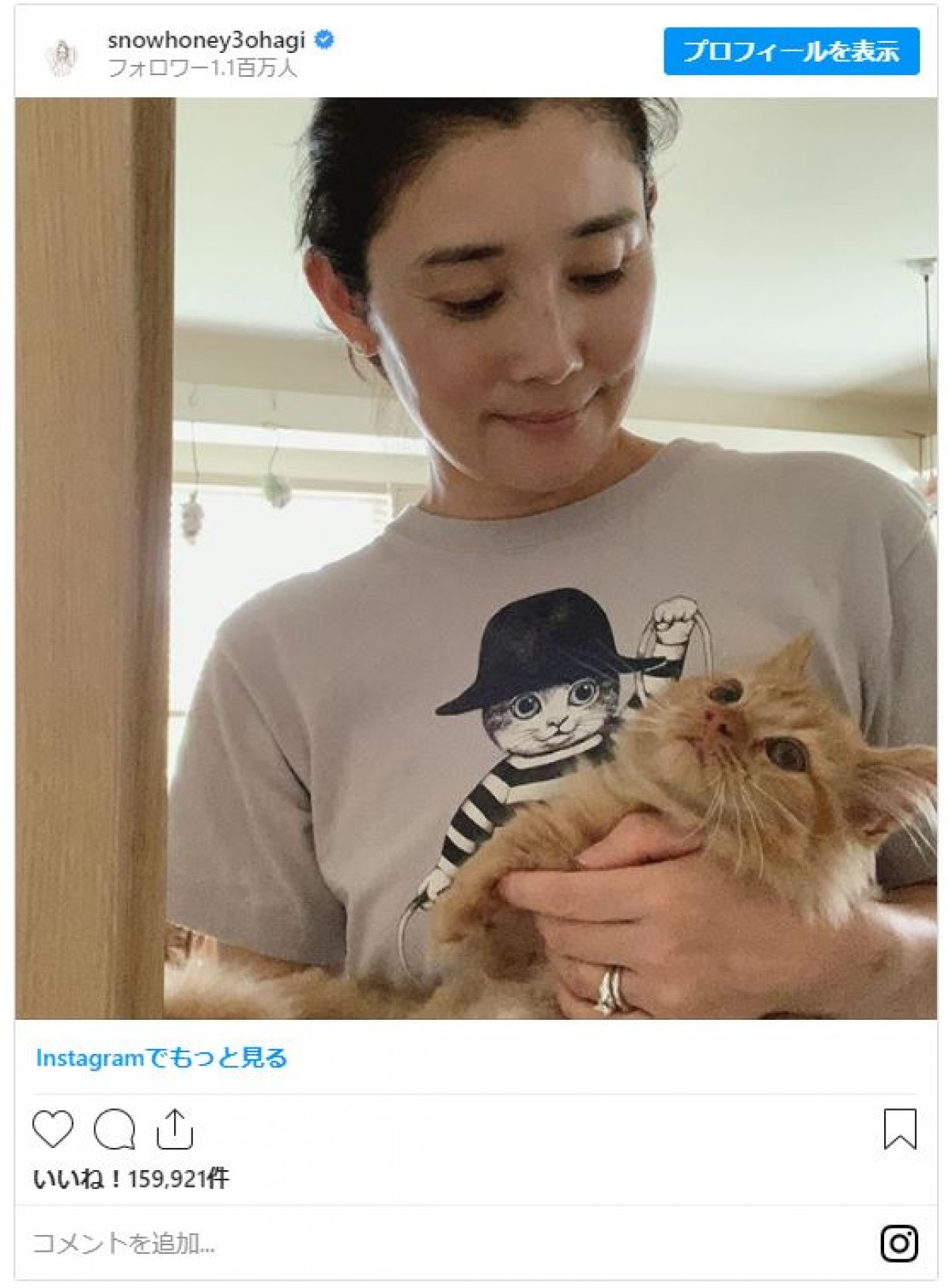 石田ゆり子、妹・ひかりと愛猫の写真を公開 「仲良し美人姉妹」と反響
