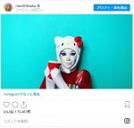 仲里依紗の“キティちゃんメイク”　※「仲里依紗」インスタグラム