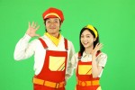 アニメ『GO！GO！チャギントン』に出演するつるの剛士、佐久間みなみ（フジテレビアナウンサー）