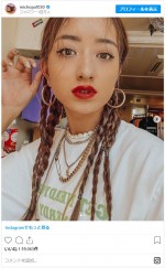 みちょぱ、レアな編み込みヘア　※「みちょぱ」インスタグラム