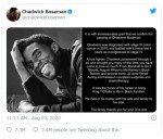 訃報を伝える最後のツイートが史上最多のいいね数に　※「チャドウィック・ボーズマンさん」ツイッター