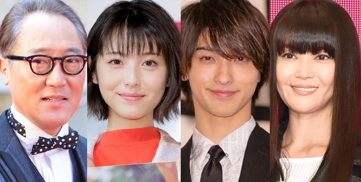 (左から)佐野史郎、浜辺美波、横浜流星、観月ありさ