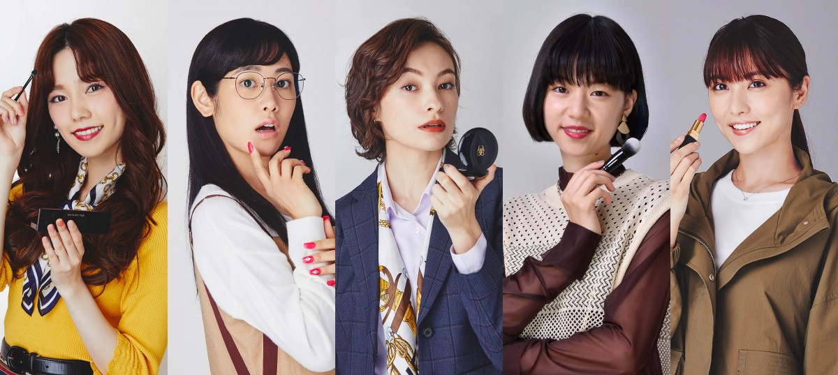 ドラマパラビ『だから私はメイクする』各話のゲスト主役を務める(左から)島崎遥香、阿部純子、太田莉菜、片山友希、石川恋