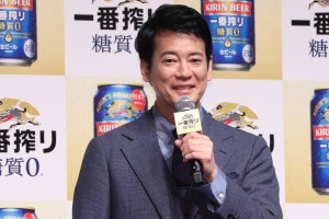 日本初のビール！「キリン一番搾り 糖質ゼロ」発売記念イベントに登場した唐沢寿明