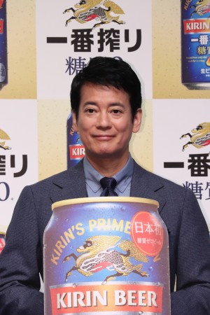 日本初のビール！「キリン一番搾り 糖質ゼロ」発売記念イベントに登場した唐沢寿明