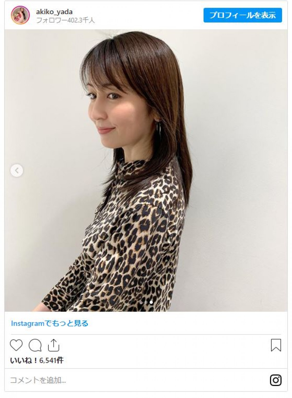 矢田亜希子、ド派手な“ヒョウ柄”私服に注目 「美しい」「上品」の声