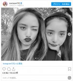 新木優子＆谷まりあ、おそろいのデコ出しショット　※「谷まりあ」インスタグラム