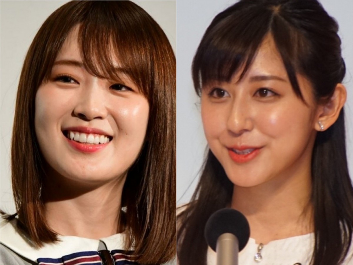 (左から)乃木坂46の高山一実、テレビ朝日の斎藤ちはるアナウンサー