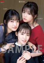 雑誌「BOMB1月号」付録のB2サイズオーバー両面ポスター（左から）大園玲、松田里奈、武元唯衣
